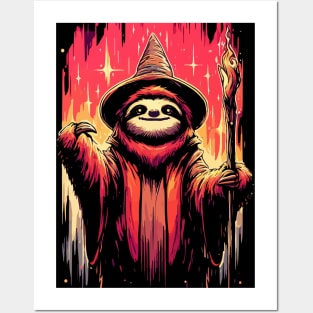 Retro Sloth Wizard Posters and Art
